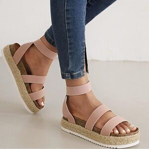 Espadrille Platform Flatform Slip-on Elastic Ankle Strap Sandals Sandals